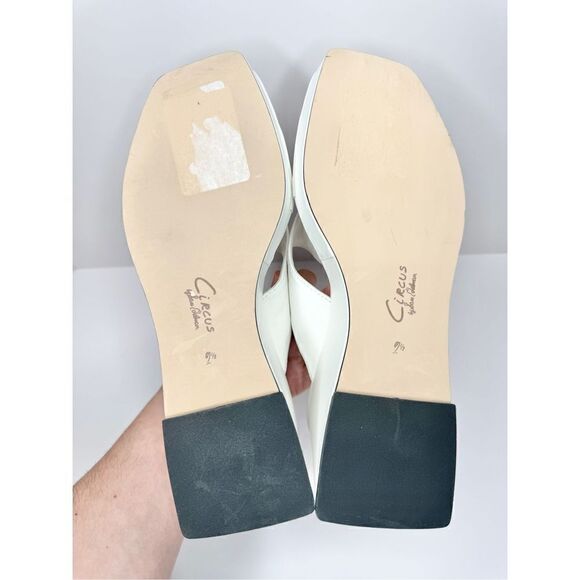 Circus by Sam Edelman Sandals Size 9.5 White Slip On Wedge Heel Square Toe - Picture 9 of 9